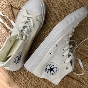 All white, high top converse (size 7.5)